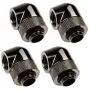 XSPC 90° adapteris G1/4 colio AG į G1/4 colio IG, sukamasis, juodas chromas, 4 vnt. rinkinys