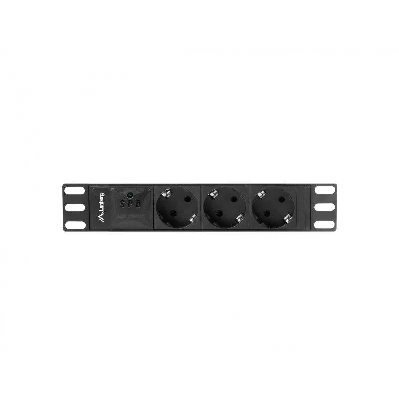 Lanberg PDU-03E-0200-BK maitinimo paskirstymo įrenginys (PDU) 3 AC lizdai 1U Juoda