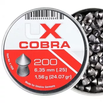 Šratas UMAREX Pointed Ribbed Shot Cobra 6,35 mm, 1,56 g, sidabrinis, 200 vnt.