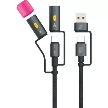 4smarts 4 viename USB-C kabelių rinkinys Explorer, 60 W, 1 m, juodas