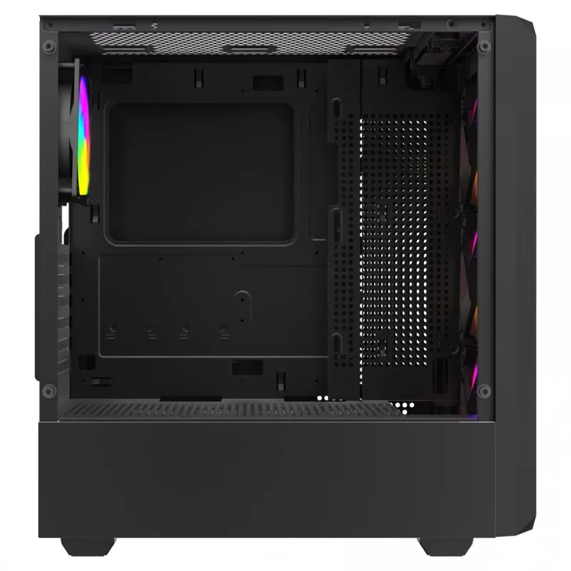 PC korpusas SAVIO Noctis Glass RGB – juodas, ATX/Micro-ATX, 210×410×450 mm, 3×120 mm priekiniai ventiliatoriai