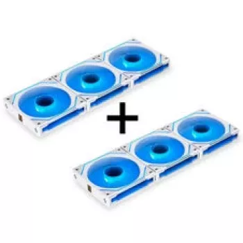 LIAN LI UNI FAN SL-INF 120 ARGB Reverse Blade PWM ventiliatorių rinkinys – 6 vnt., balti