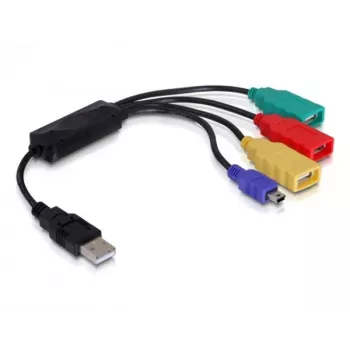 DeLock USB2.0 išorinis 4 prievadų kabelinis USB šakotuvas - Hub - 4 x USB2.0 - stalinis (61724)