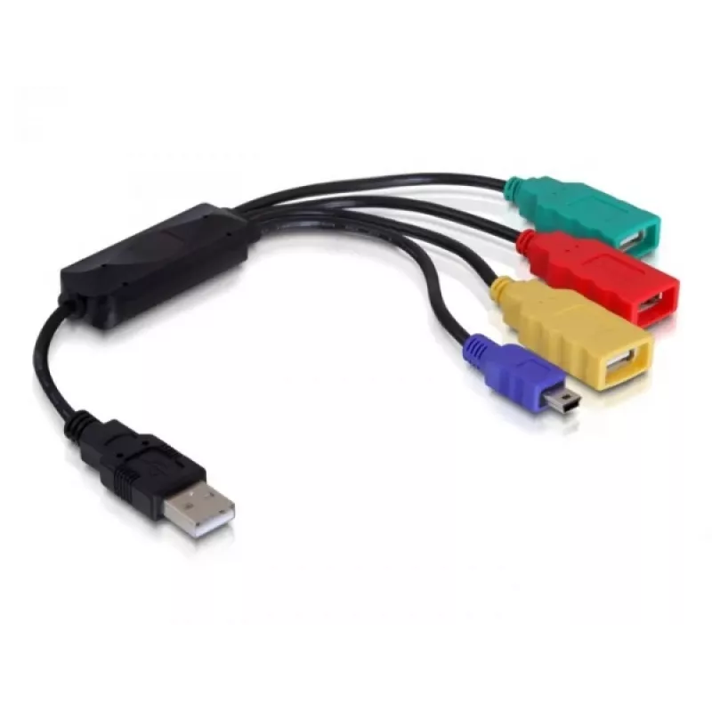 DeLock USB2.0 išorinis 4 prievadų kabelinis USB šakotuvas - Hub - 4 x USB2.0 - stalinis (61724)