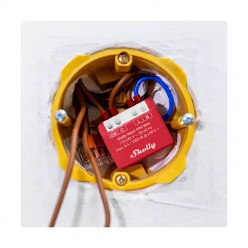 Sieninis išmanusis relejė Shelly 1PM — vieno kanalo Z-Wave mini jungiklis, 110–240 V, 8 A, 2000 W, 868,4 MHz