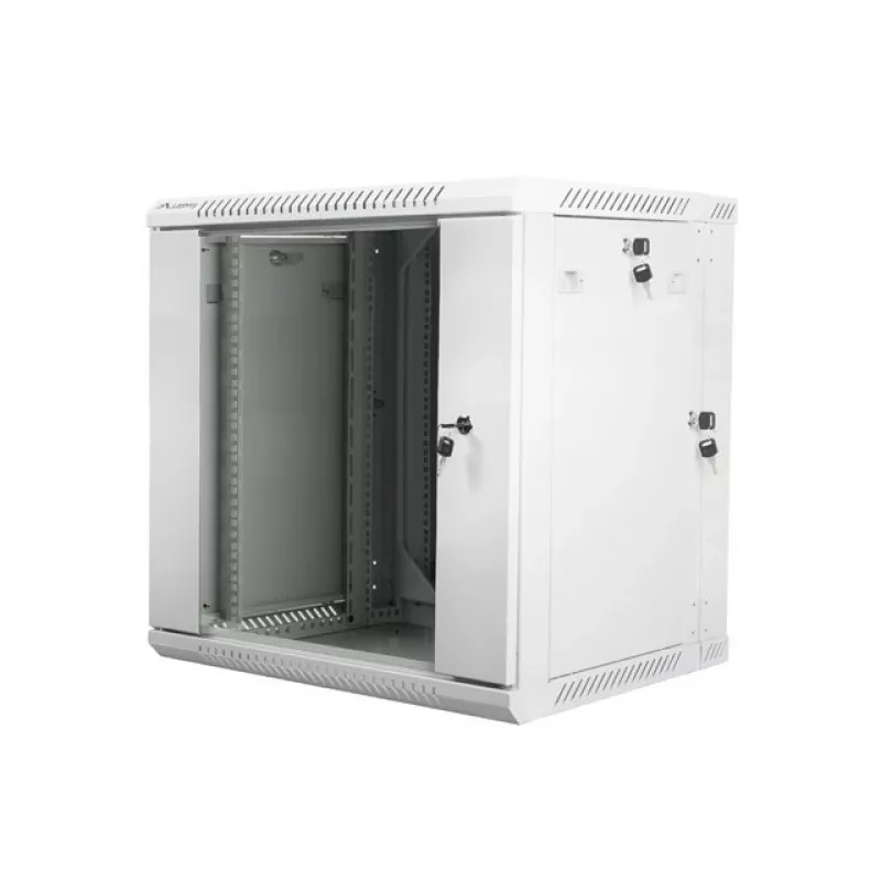 Dviejų sekcijų sieninis stovo spintos korpusas 19 inch 12U 600x600 pilkas LANBERG (plokščioje pakuotėje)