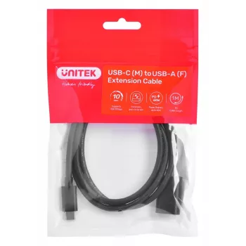 Laido adapteris Unitek C476BK-1M USB-C (M) - USB-A (F) 10Gbps 60W