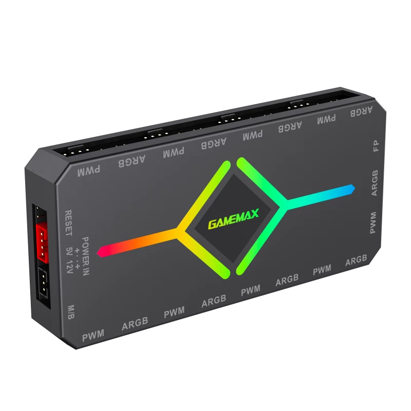 Gamemax V4.0 ARGB PWM HUB BK | Juodas | Ventiliatorių ir RGB šakotuvas