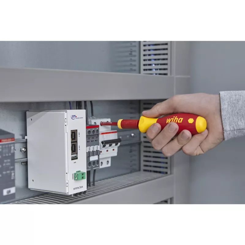 Sukimo momento adapteris Wiha easyTorque 1,2 Nm raudonai geltonas, skirtas SlimBits SlimVario