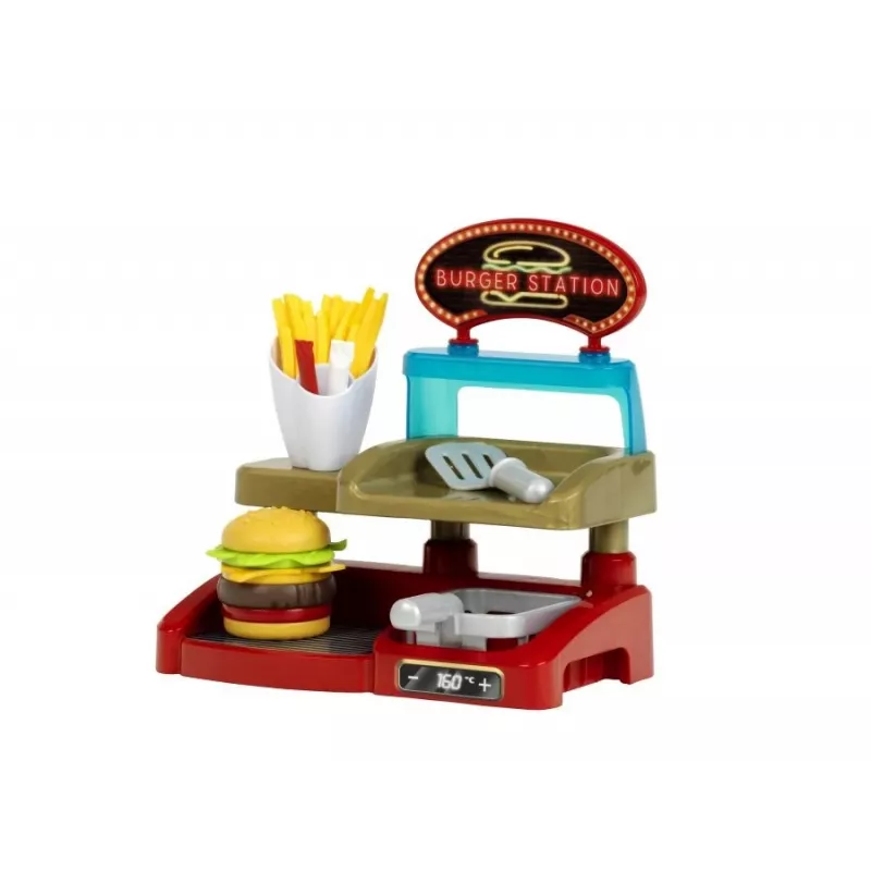 KLEIN 7336 Play Burger Shop rinkinys – kompaktiškas vaikiškas vaidmenų žaidimų rinkinys