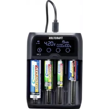 VOLTCRAFT IPC-2 įkroviklis NiMH, NiCd, LiIon, LiFePO baterijoms: Mini (AAAA), Micro (AAA), Mignon (AA), Baby (C), Sub-C, A, 10440, 14500, 14650, 16340, 17355, 17500, 17650, 17670 (IPC-2)