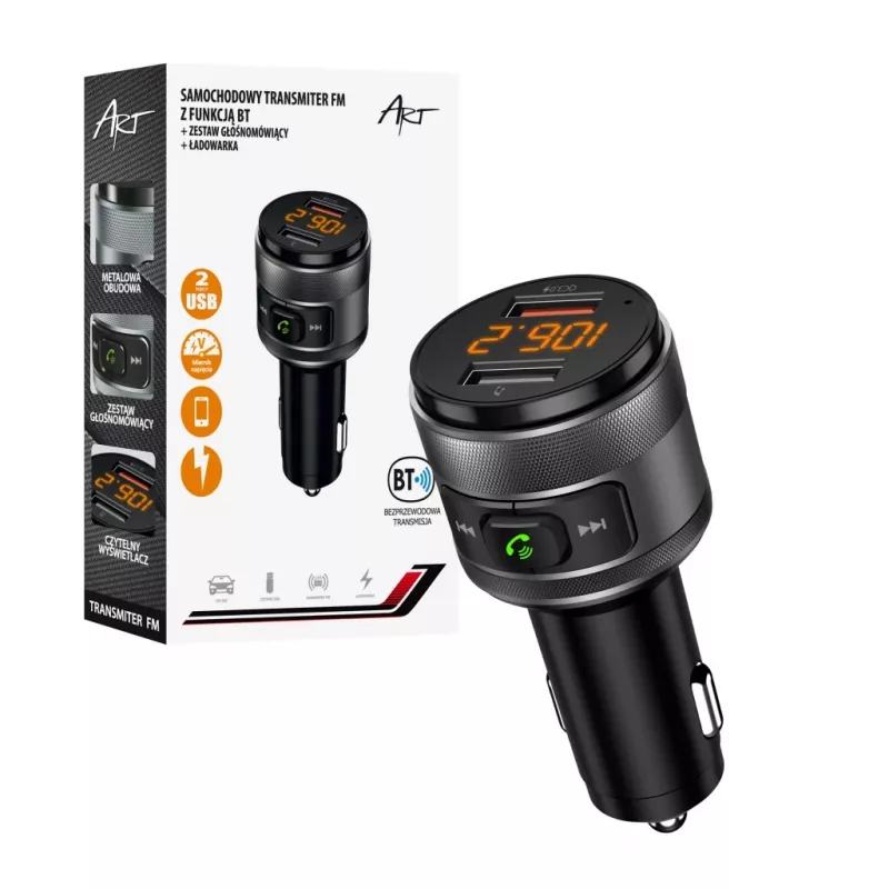 Art MP3TR FM-57 Black automobilinis FM siųstuvas su Bluetooth