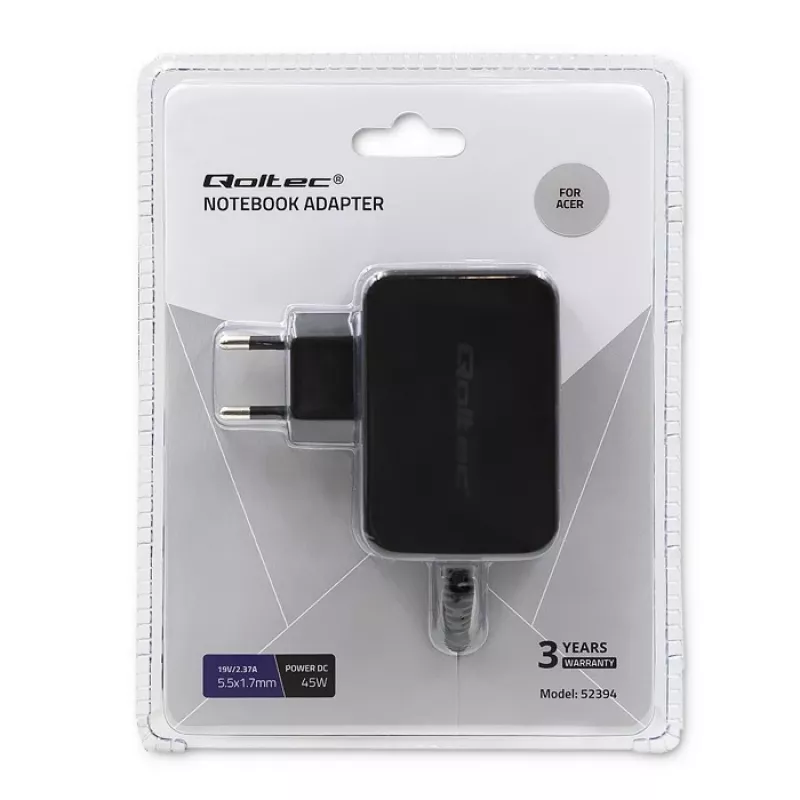 Maitinimo adapteris QOLTEC 45W 19V 2.37A su 5,5x1,7 mm jungtimi