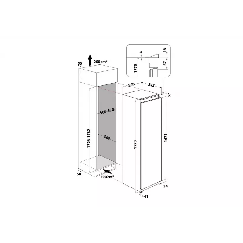 Whirlpool šaldytuvas WHSD18A013D1 įmontuojamas, 306 L, E energijos klasė, 30 dB, nerūdijantis plienas