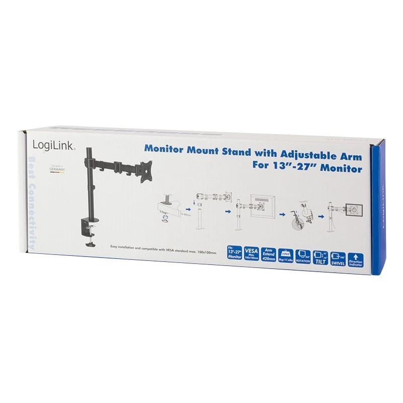 LogiLink BP0021 Monitorio laikiklis / stovas 68,6 cm (27 inch) ant stalo, juodas