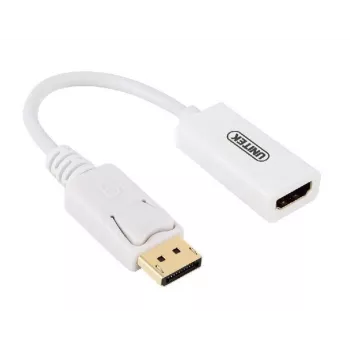 UNITEK Y-6332 Baltas Auksuotas DisplayPort DP į HDMI 4K UHD keitiklis adapteris su garsu