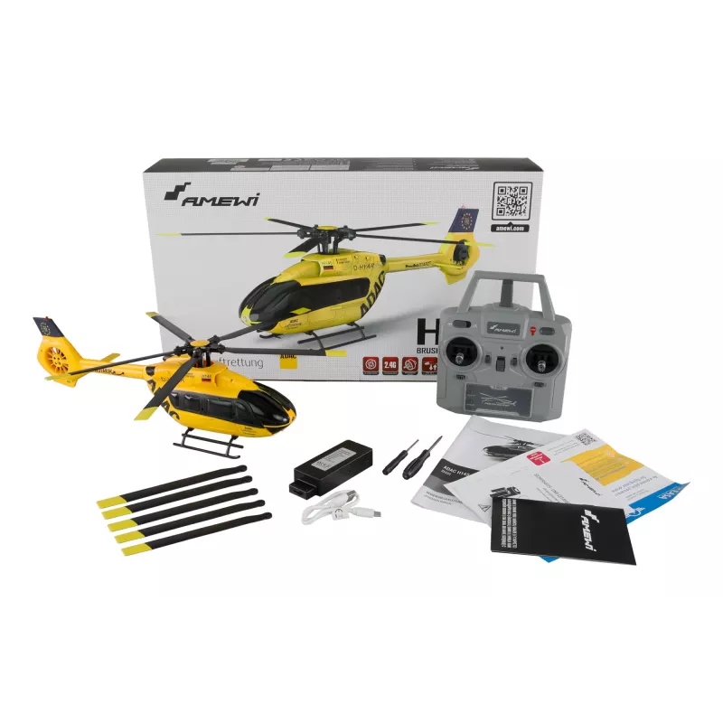 Sraigtasparnis Amewi ADAC H145 Brushless 6 kanalų 6G RTF