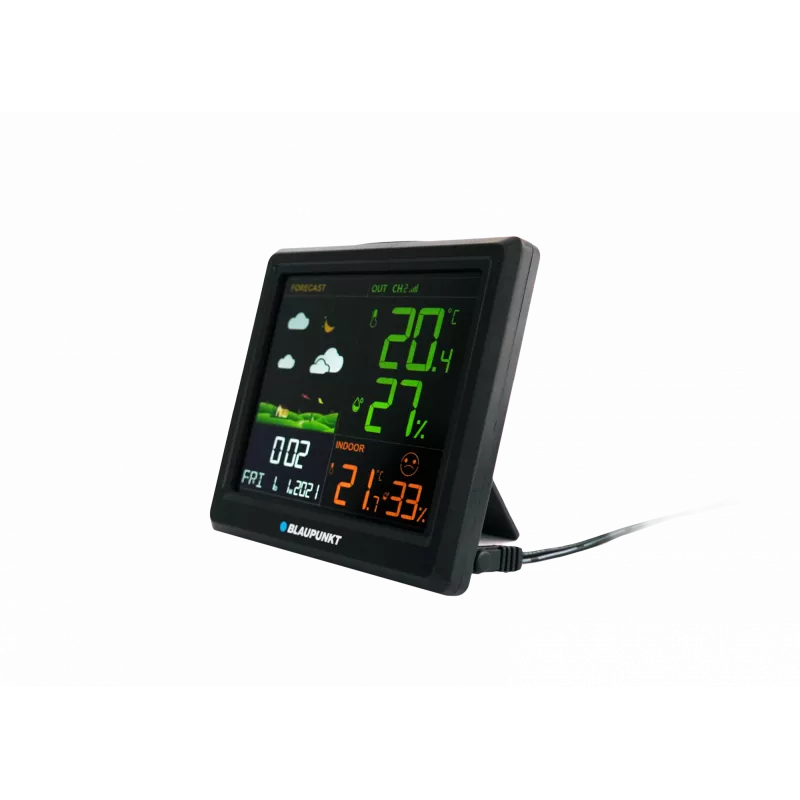 Oro stotelė BLAUPUNKT WS25BK – vidaus / lauko temperatūros ir drėgmės monitorius, juoda, 1 jutiklis, LCD ekranas