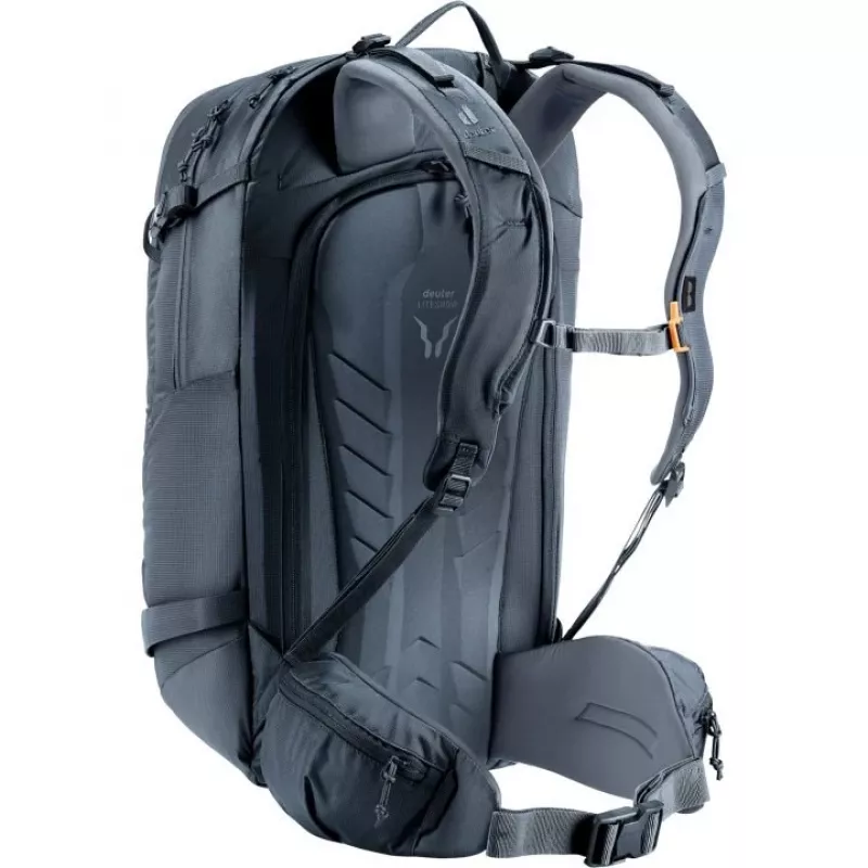 Kuprinė DEUTER Freerider Pro 34+ – techninė freeride slidžių žygiams, 34 L, juoda, šalmo laikiklis, klubų diržas