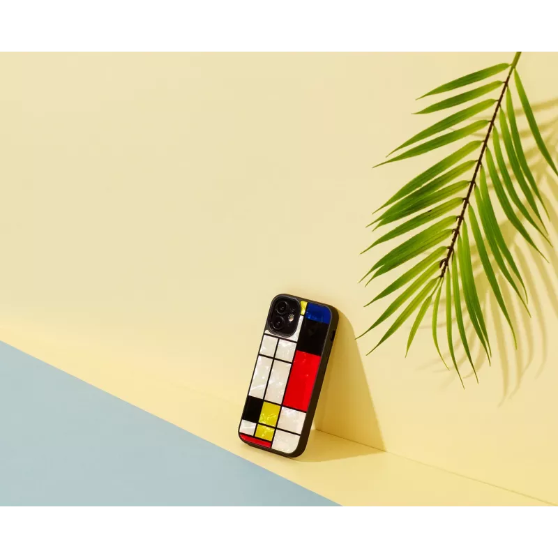 Apsauginis dėklas iKins Apple iPhone 12 mini – juodas Mondrian dizainas