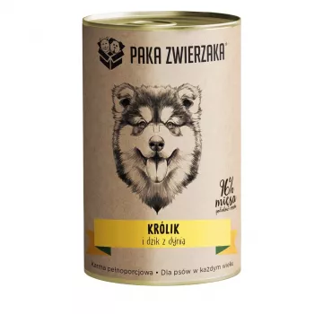 PAKA ZWIERZAKA Triušis ir šernas su moliūgu – šlapi šunų ėdalas – 400g