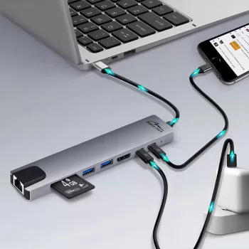 MEDIA-TECH USB 8 IN 1 GIGA LAN HUB MT5046