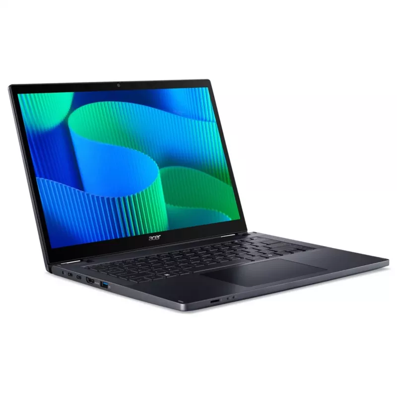 Hibridinis (2-in-1) nešiojamas kompiuteris Acer TravelMate TMP414RN-54-TCO-74CP — 14 colių WUXGA liečiamas, Intel Core Ultra 7 155U, 16 GB DDR5, 512 GB SSD, 4G, Windows 11 Pro, mėlynas