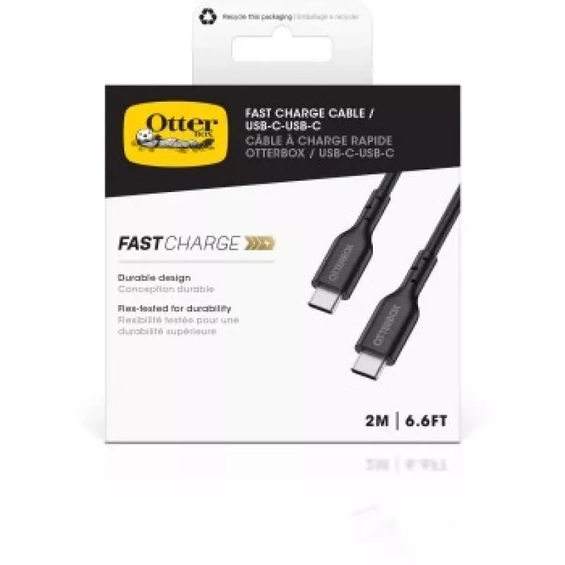 Otter Products OtterBox USB-C laidas, 24 kontaktų USB-C (vyriškas) į 24 kontaktų USB-C (vyriškas), USB 2.0, 3 A, 2,0 m, juodas (78-81357)