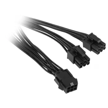 PCIe 6-pin į PCIe 6-pin x2 maitinimo skirstytuvas, 0,15 m, No name ZUAD-766, juodas