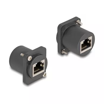 Delock D-Typ Modul RJ45 Buchse zu Buchse mit Schrauben schwarz (88106)