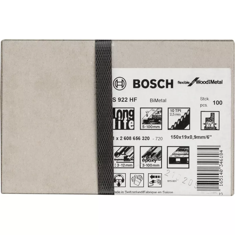 Pjūklo geležtė Bosch S 922 HF Bimetal 15 cm medienai ir metalui