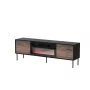 Spintelė televizoriui Cama Meble CORTINA 180x40x60 cm juoda/riešutas su juodu elektriniu židiniu