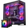 PHANTEKS NV-Series NV9 MK2 korpusas, EATX, DRGB, grūdintas stiklas - juodas ir M25 Gen2 PWM D-RGB ventiliatorius 3 vnt. rinkinys - atvirkštinė mentė, 140 mm, juodas + DRG