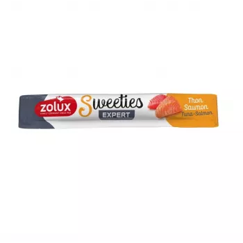 Kačių skanėstai ZOLUX Sweeties Tuna with Salmon, žuvies skonio kąsneliai, 14 g tūbelė, be grūdų, be glitimo, be sojos