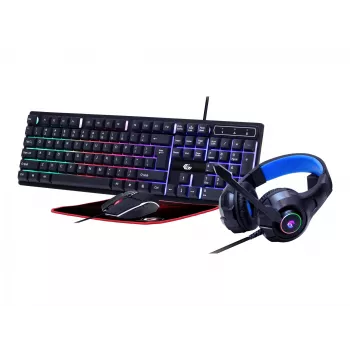 Žaidimų klaviatūra su pele GEMBIRD GGS-UMGL4-02 – pilno dydžio USB QWERTY US anglų, juoda, LED foninis apšvietimas