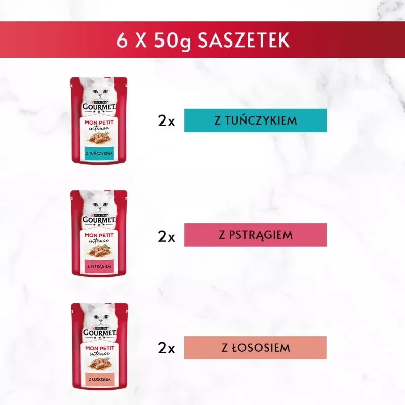 GOURMET Mon Petit Fish Mix šlapias ėdalas katėms 6 x 50 g