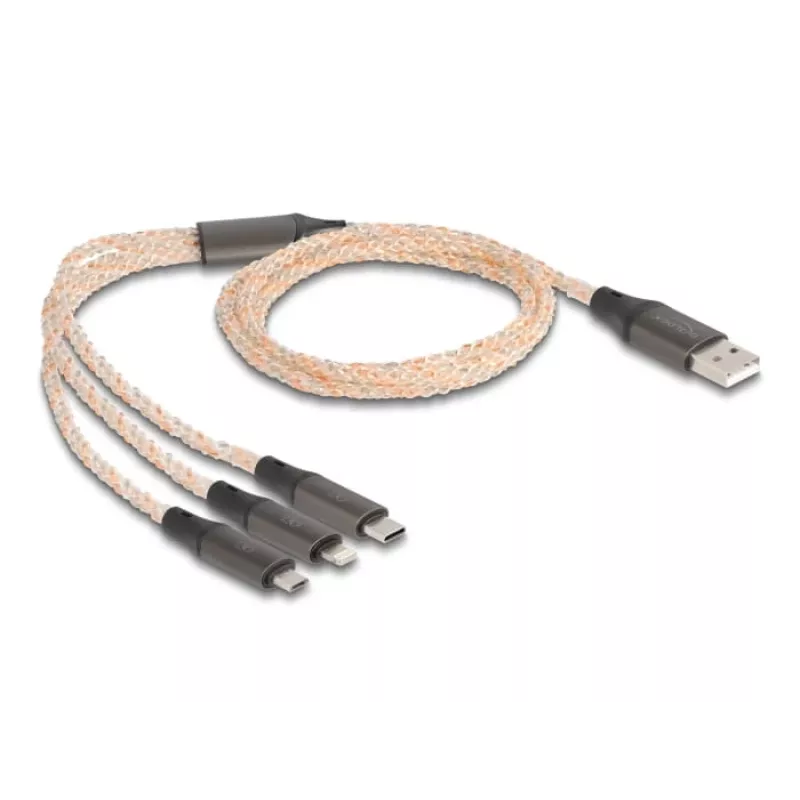 DeLOCK USB kabelis 1,2 m USB 2.0 USB A USB C/Micro-USB B/Lightning permatomas