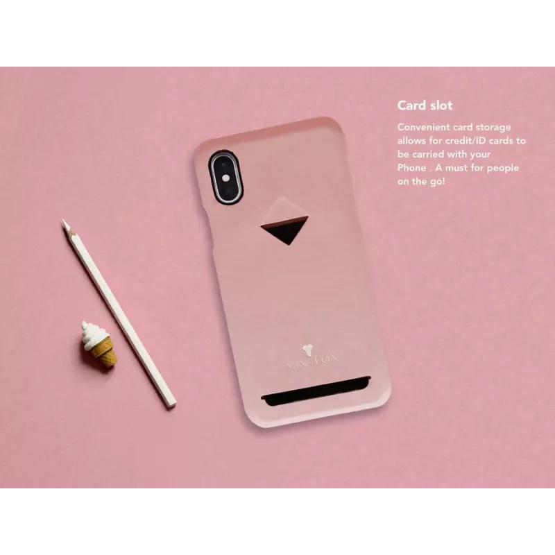 VixFox nugarinė dėklas iPhone XSMAX su kortelių kišene, rožinė