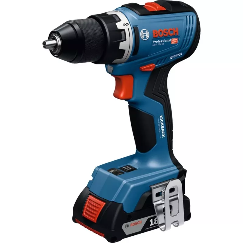 Belaidis gręžtuvas-suktuvas Bosch GSR 18V-65 su 2x 4,0 Ah akumuliatoriais
