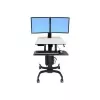 Ergotron WorkFit-C Dvigubo Ekrano Sėdėjimo-Stovėjimo Darbo Stotelė - Vežimėlis 2 LCD Ekranams/Klaviatūrai/Pelei/CPU - Pilka, Juoda - Ekrano Dydis: 55,9 cm (22) - Tvirtinimo Sąsaja: 100 x 100 mm, 75 x 75 mm