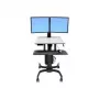 Ergotron WorkFit-C Dvigubo Ekrano Sėdėjimo-Stovėjimo Darbo Stotelė - Vežimėlis 2 LCD Ekranams/Klaviatūrai/Pelei/CPU - Pilka, Juoda - Ekrano Dydis: 55,9 cm (22) - Tvirtinimo Sąsaja: 100 x 100 mm, 75 x 75 mm