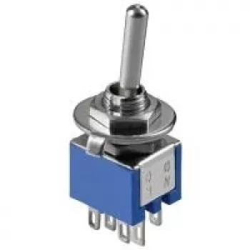 Wentronic Goobay Kippschalter Subminiatur - 2x UM, 6 kontaktai, mėlynas korpusas (10015)