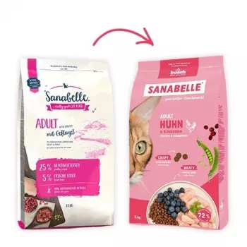 Sausas kačių ėdalas Bosch Sanabelle Life Adult Vištiena su mėlynėmis 8 kg