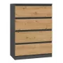 Komoda Top e Shop M4 ANTRACYT/ARTISAN — 4 stalčiai, antracitinė ir ąžuolo apdaila, 700×400×970 mm, medžio drožlių plokštė
