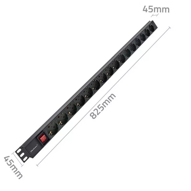 Qoltec aliumininis PDS stovo montavimui | 16A | 16 x Schuko | Vertikalus | 1,8 m