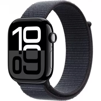 Apple Watch Series 10 46 mm, juodas deimantinis aliuminis, Sport Loop tintos spalvos, GPS + Cellular, MWY53QF/A, 2024