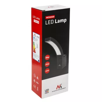 LED lauko sieninis šviestuvas MACLEAN MCE343 GR — 10 W, fasado apšvietimui, pilkas