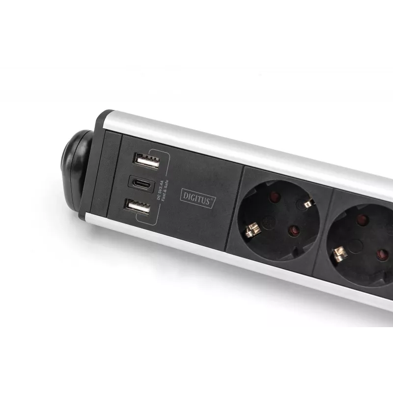 Digitus 6-ių lizdų biuro maitinimo juosta su 3 USB prievadais, 1,5 m laidas