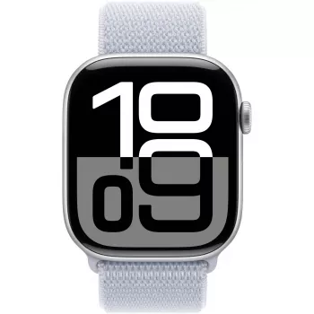 APPLE Watch Series 10 GPS 46mm sidabrinis aliuminio korpusas su Blue Cloud Sport Loop apyranke