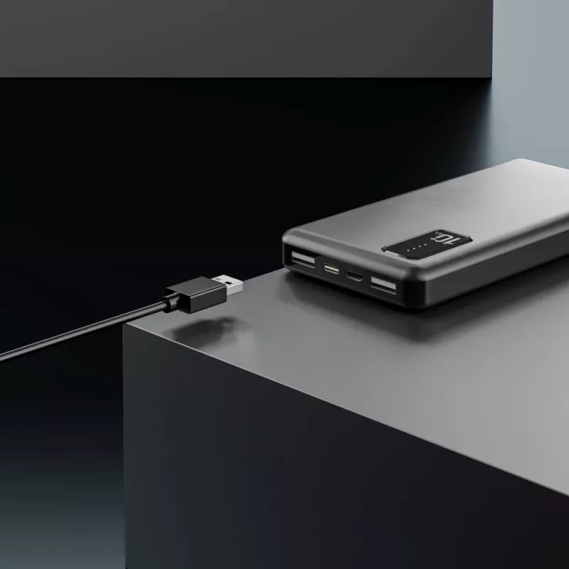 Power bank Extralink EPB-098B 10000 mAh, LiPo, 2× USB-A + 1× USB-C, juoda